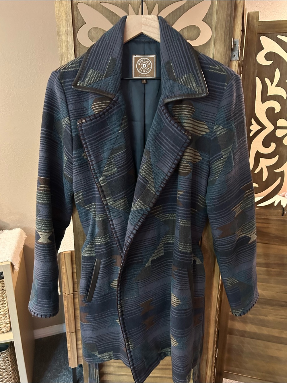 Double D Ranch Aztec Belted Open Jacket Size S